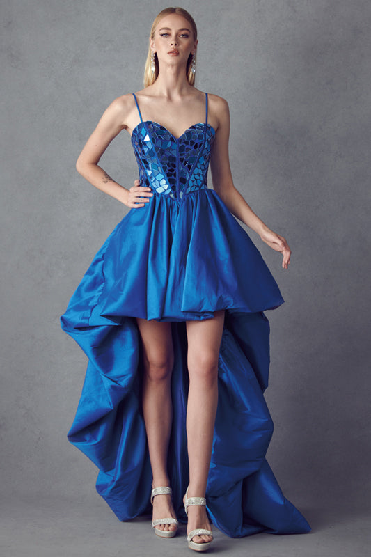 Prom Dresses Beaded High Low Formal Prom Dress Royal Blue