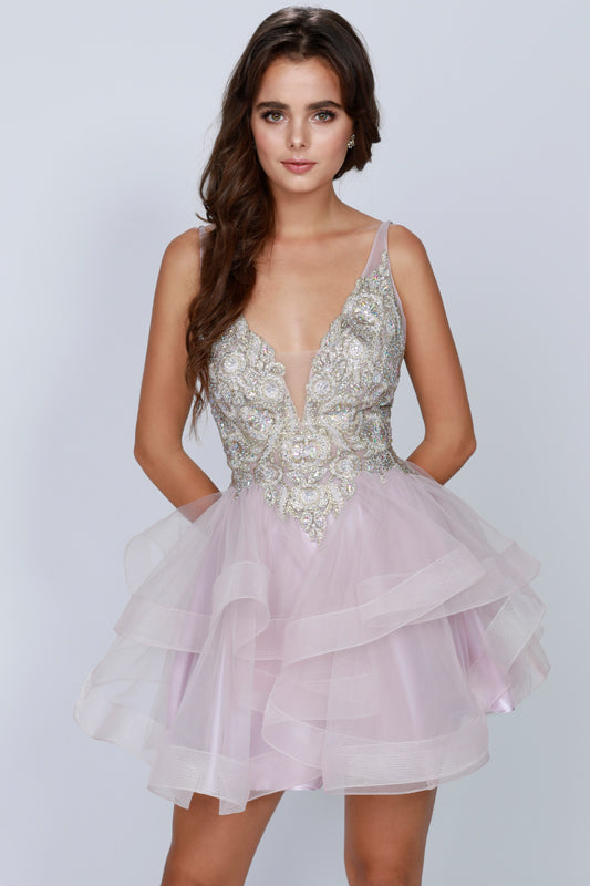 Cocktail Dresses Short Cocktail Metallic Dress Mauve