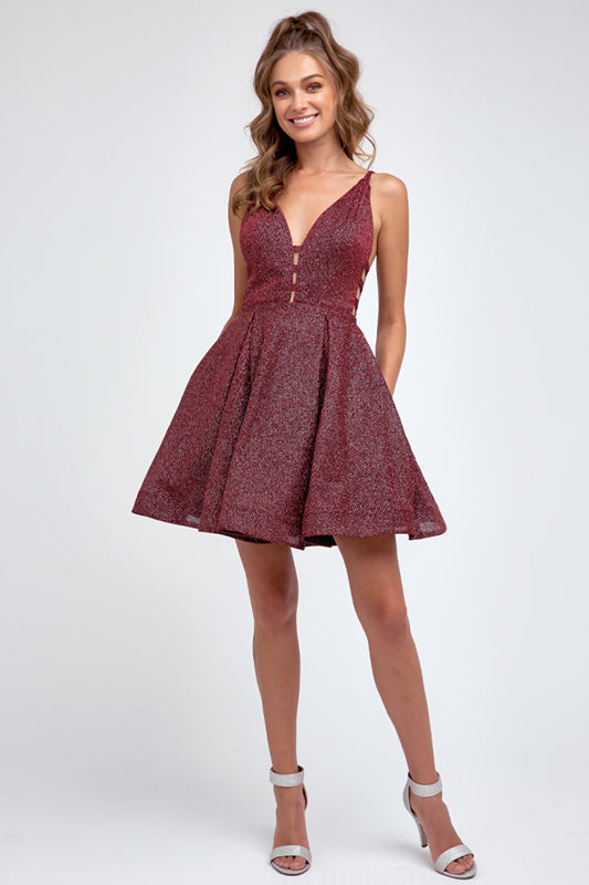 Cocktail Dresses Short Homecoming Cocktail Metallic Dress Blush