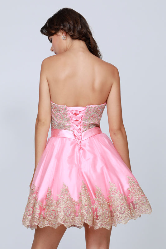 Cocktail Dresses Homecoming Beaded Mini Cocktail Dress Coral/Gold