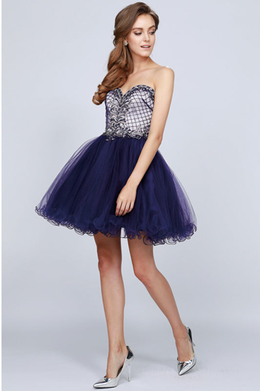Cocktail Dresses Beaded Homecoming Short Cocktail Dress Navy Blue
