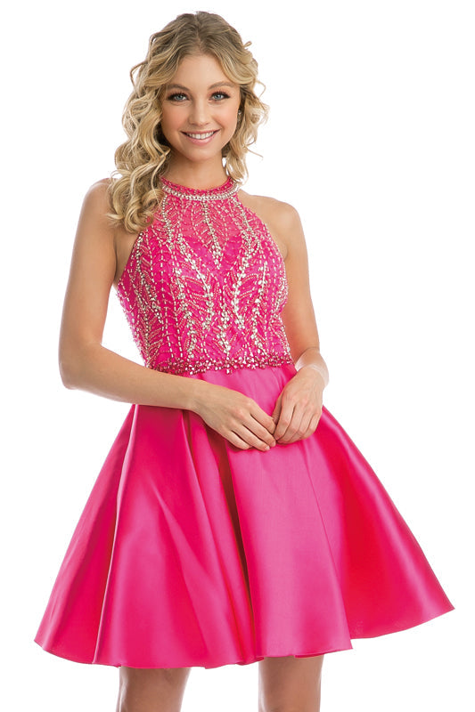 Cocktail Dresses Homecoming Beaded Short Mini Cocktail Dress Fuchsia