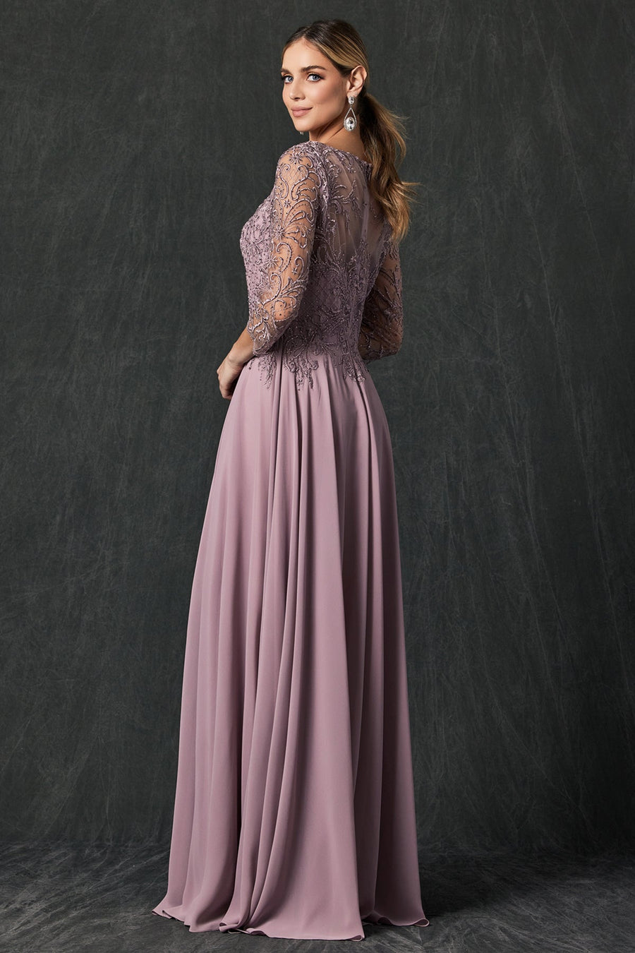 Mother of the Bride Dresses Long Beaded Lace Formal Mother of the Bride Dress Mauve