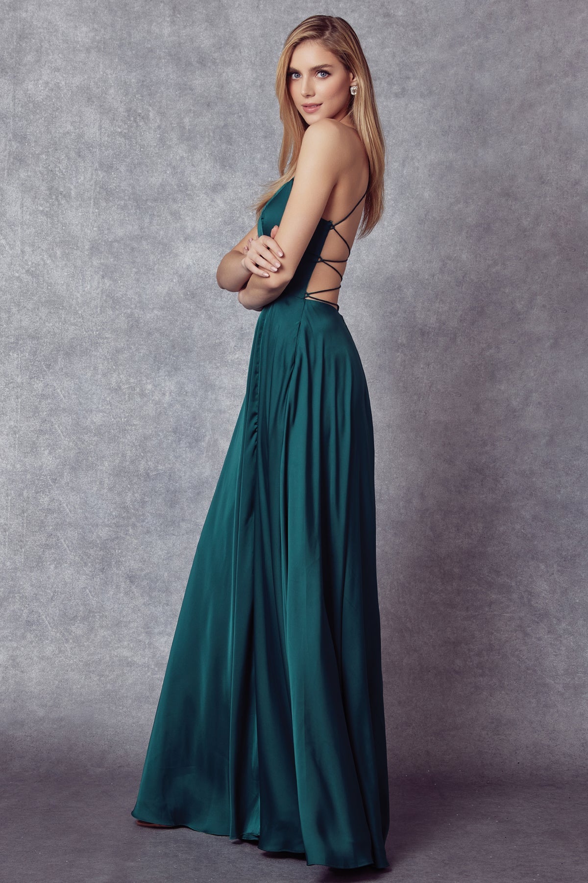 Prom Dresses Long A Line Formal Slit Prom Dress Emerald Green