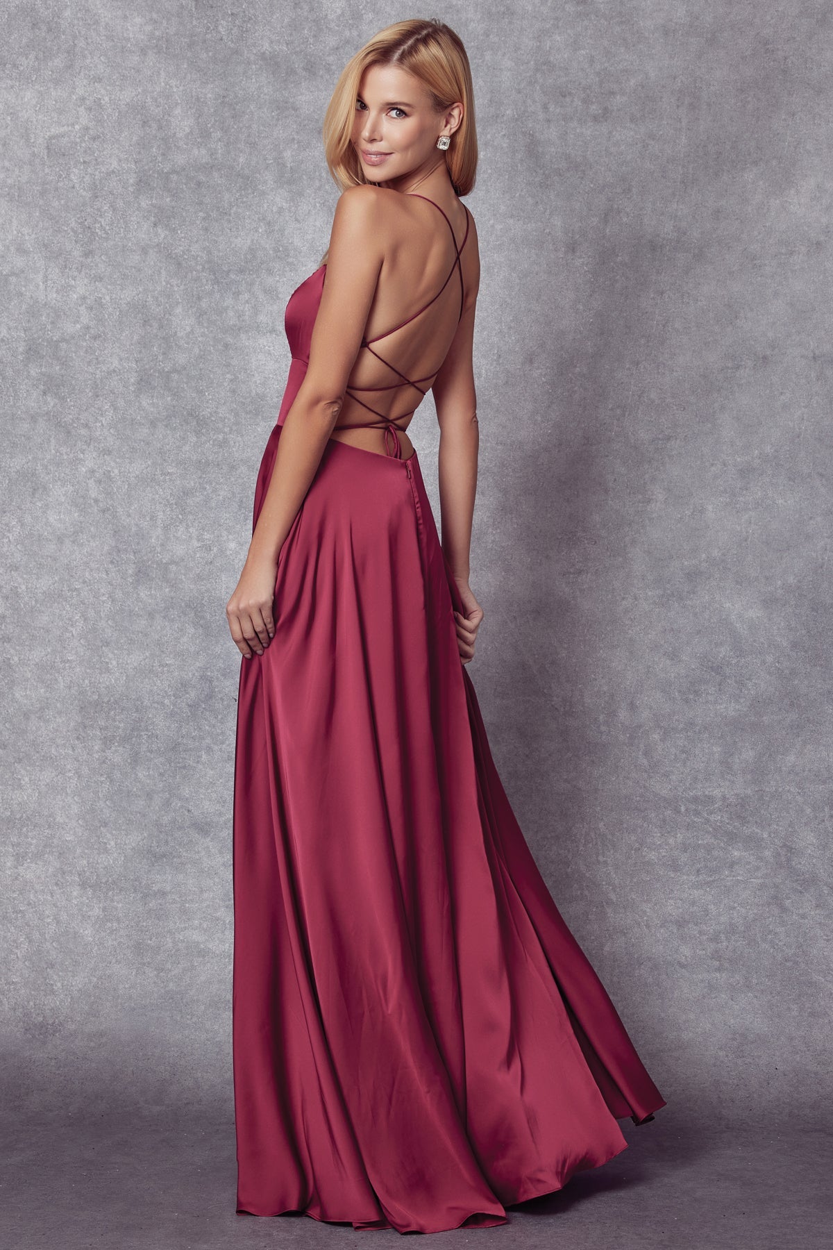 Prom Dresses Long A Line Formal Slit Prom Dress Wine