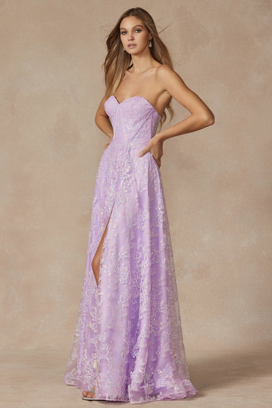Prom Dresses Prom Long Formal Slit Glitter Dress Lilac