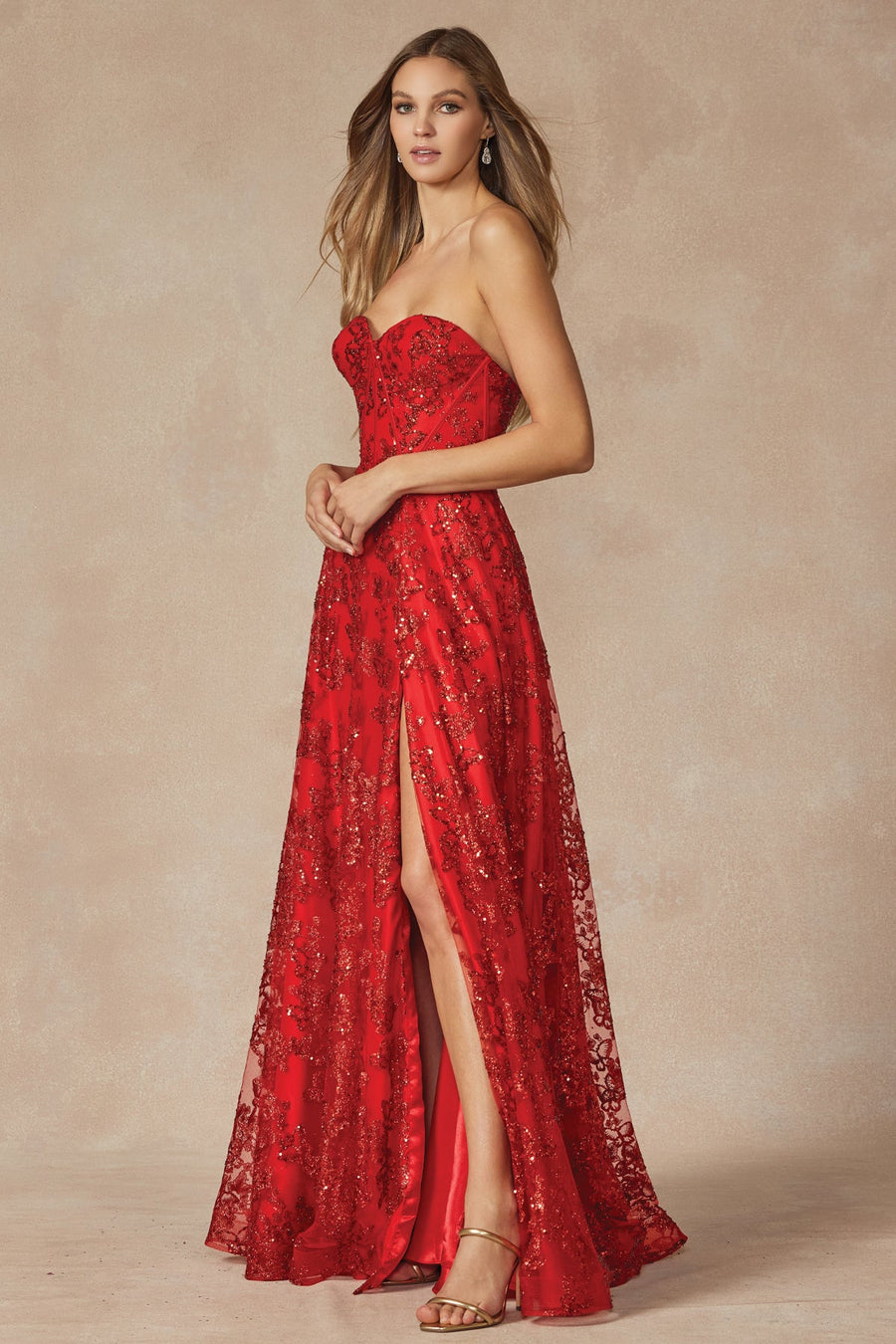 Prom Dresses Prom Long Formal Slit Glitter Dress Red