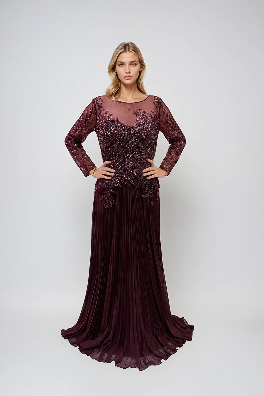 Mother of the Bride Dresses Long Formal Sequin Mother of the Bride Dress Burgundy