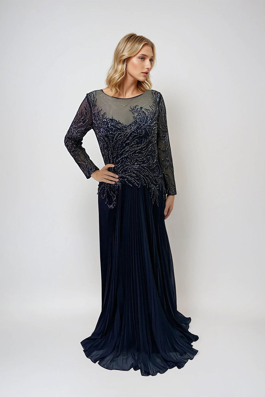 Mother of the Bride Dresses Long Formal Sequin Mother of the Bride Dress Navy Blue