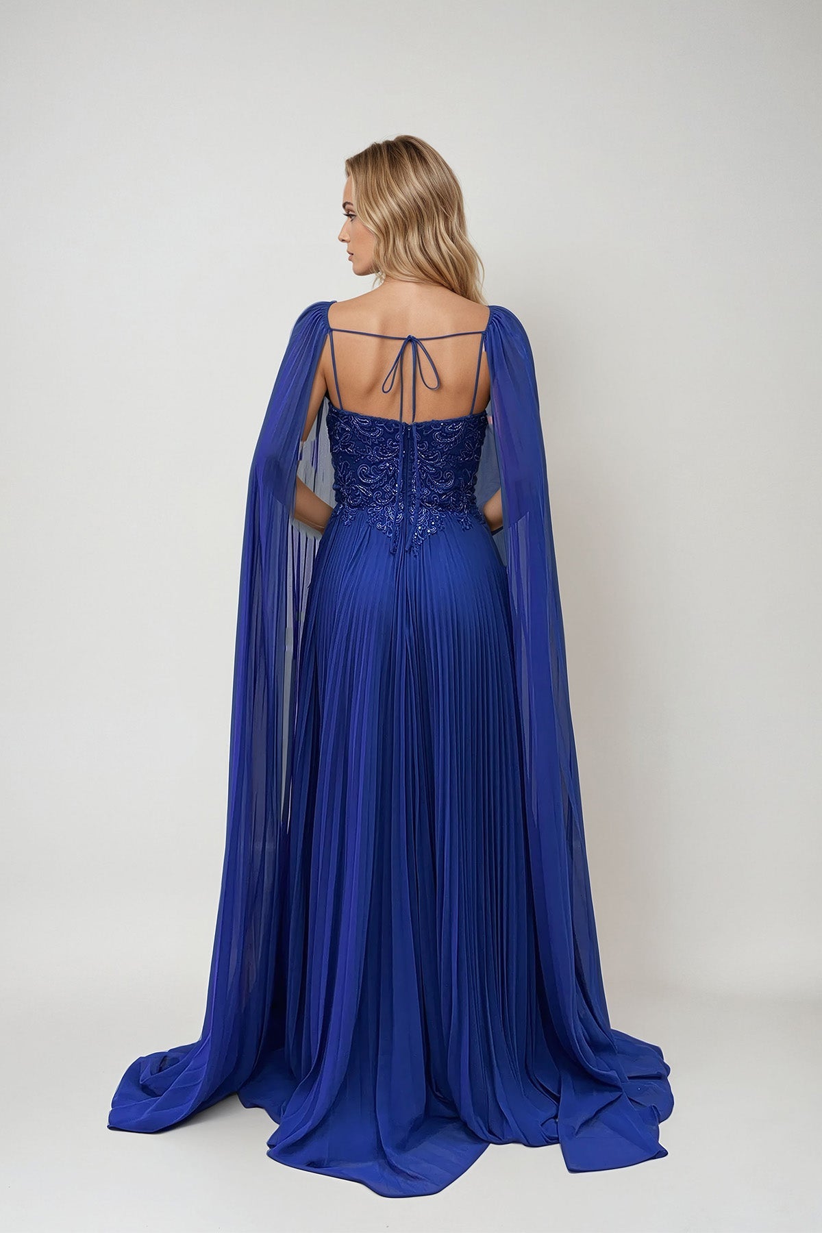 Formal Dresses Long Fitted Sequin Formal Pleated Evening Dress Royal Blue