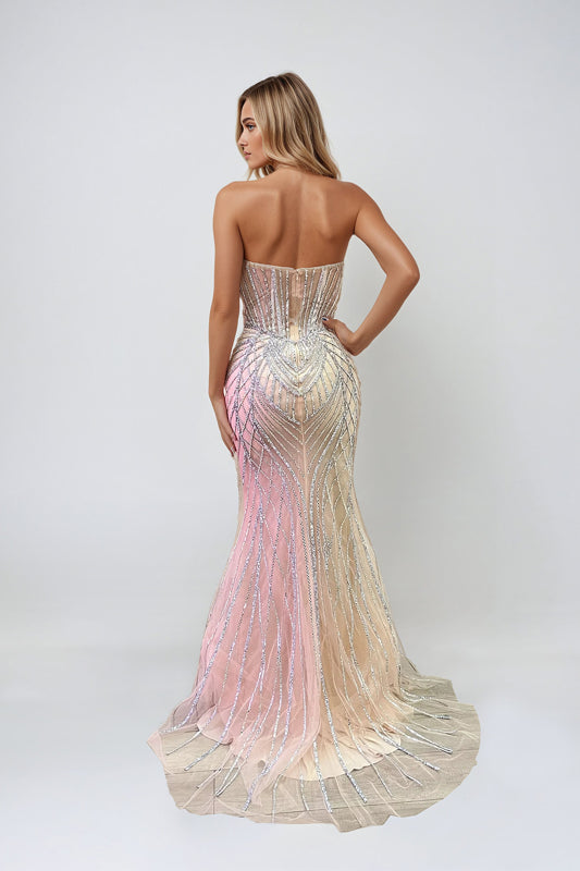 Prom Dresses Short Fitted Formal Evening Prom Dress Nude