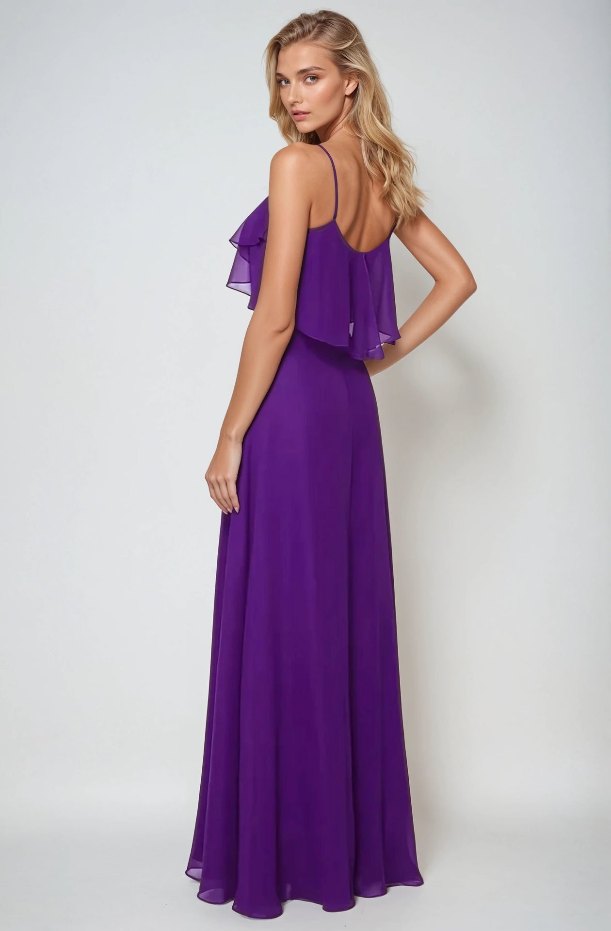 Prom Dresses Formal Long Prom Ruffle Dress Purple