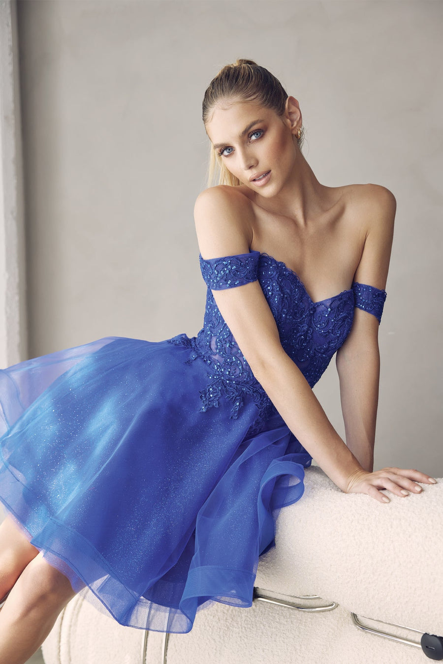 Cocktail Dresses Glitter Homecoming Short A Line Dress Royal