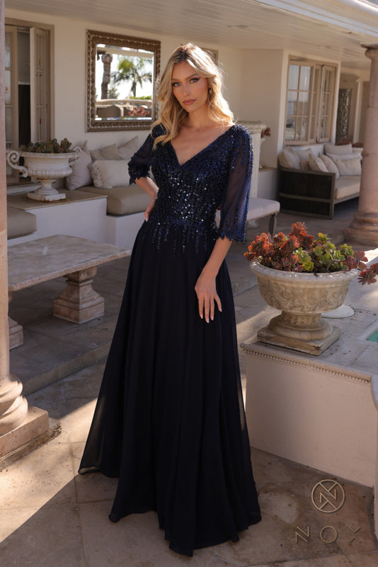 Plus Size Dresses Plus Size Long Formal Mother of the Bride Dress Navy Blue
