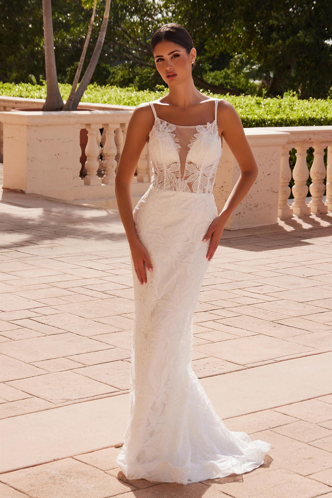 Wedding Dresses Long Beaded Wedding Dress White