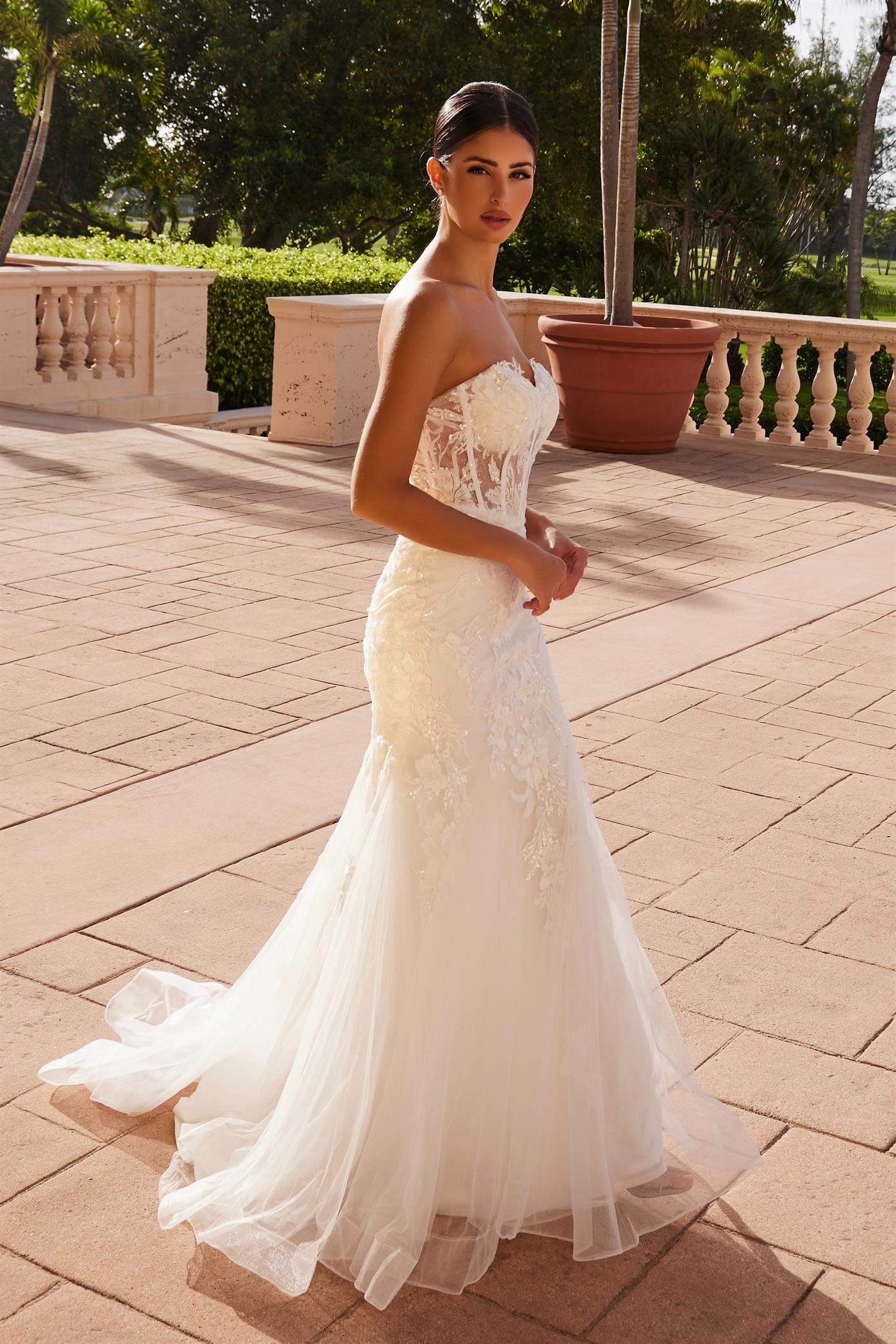 Wedding Dresses Long Bridal Gown Floral Wedding Dress  White