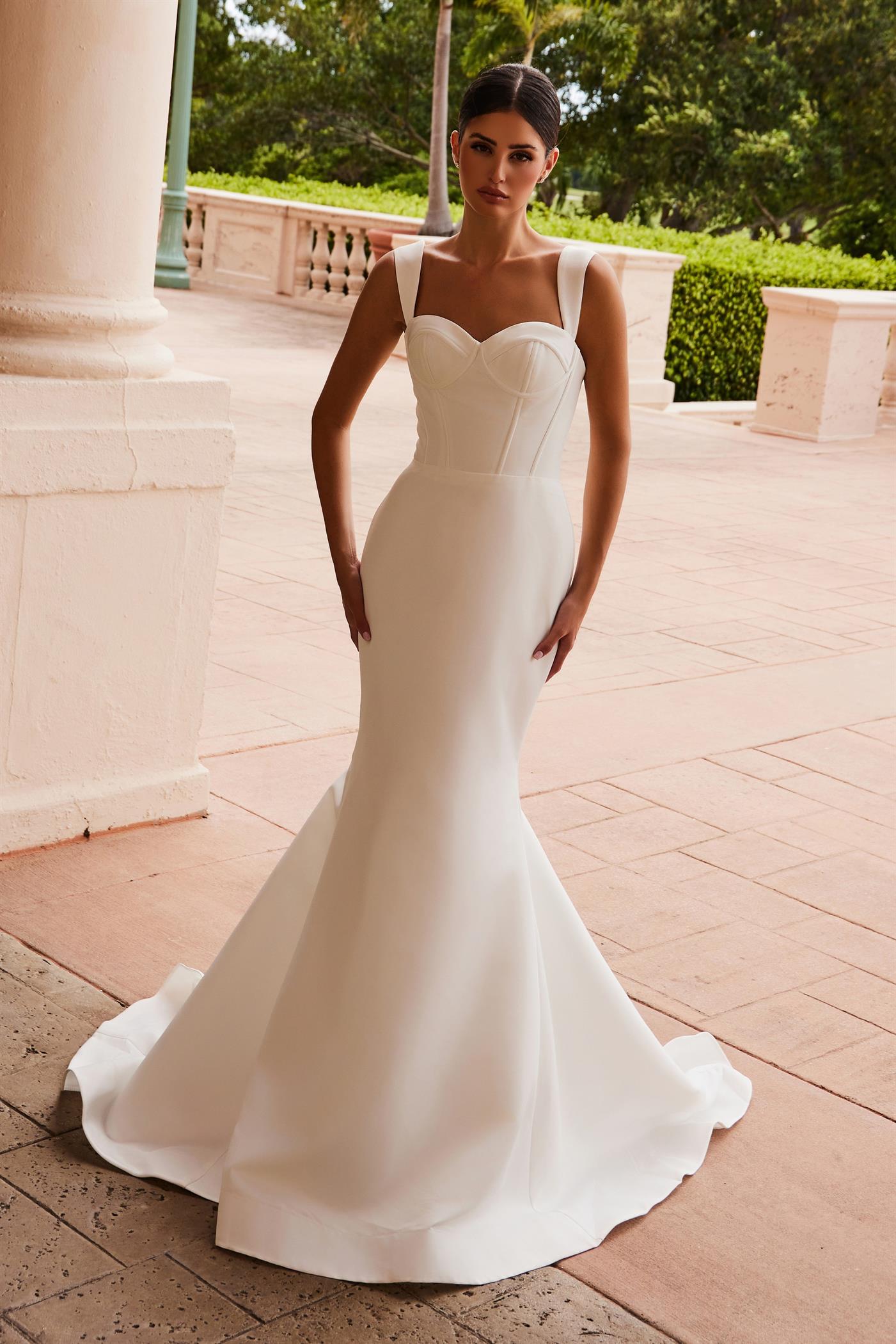 Wedding Dresses Long Fitted Wedding Dress White
