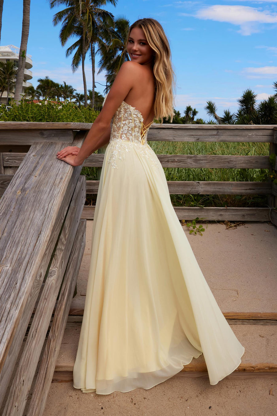 Prom Dresses Long Formal Intricate Flower Formal Prom Dress Lemon