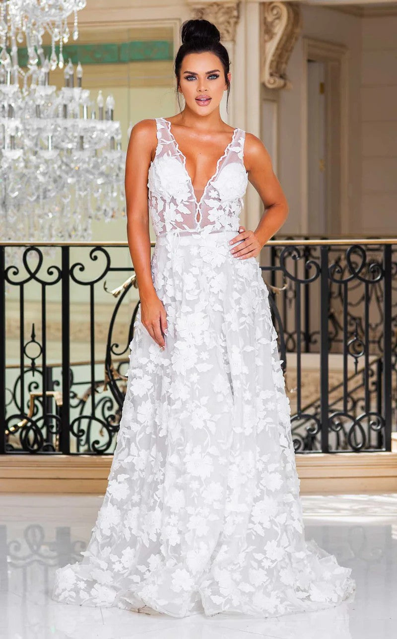 Wedding Dresses Long Wedding Floral Lace A Line Dress White