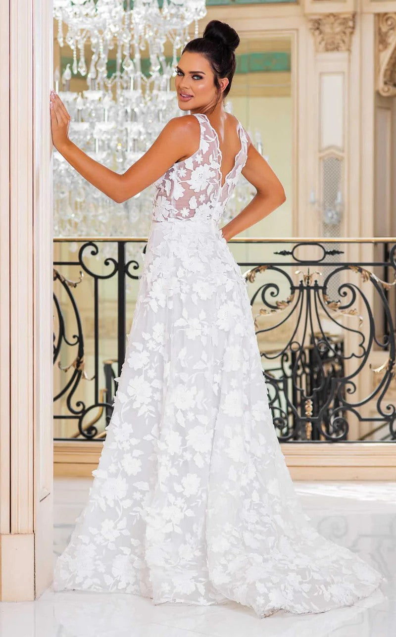 Wedding Dresses Long Wedding Floral Lace A Line Dress White