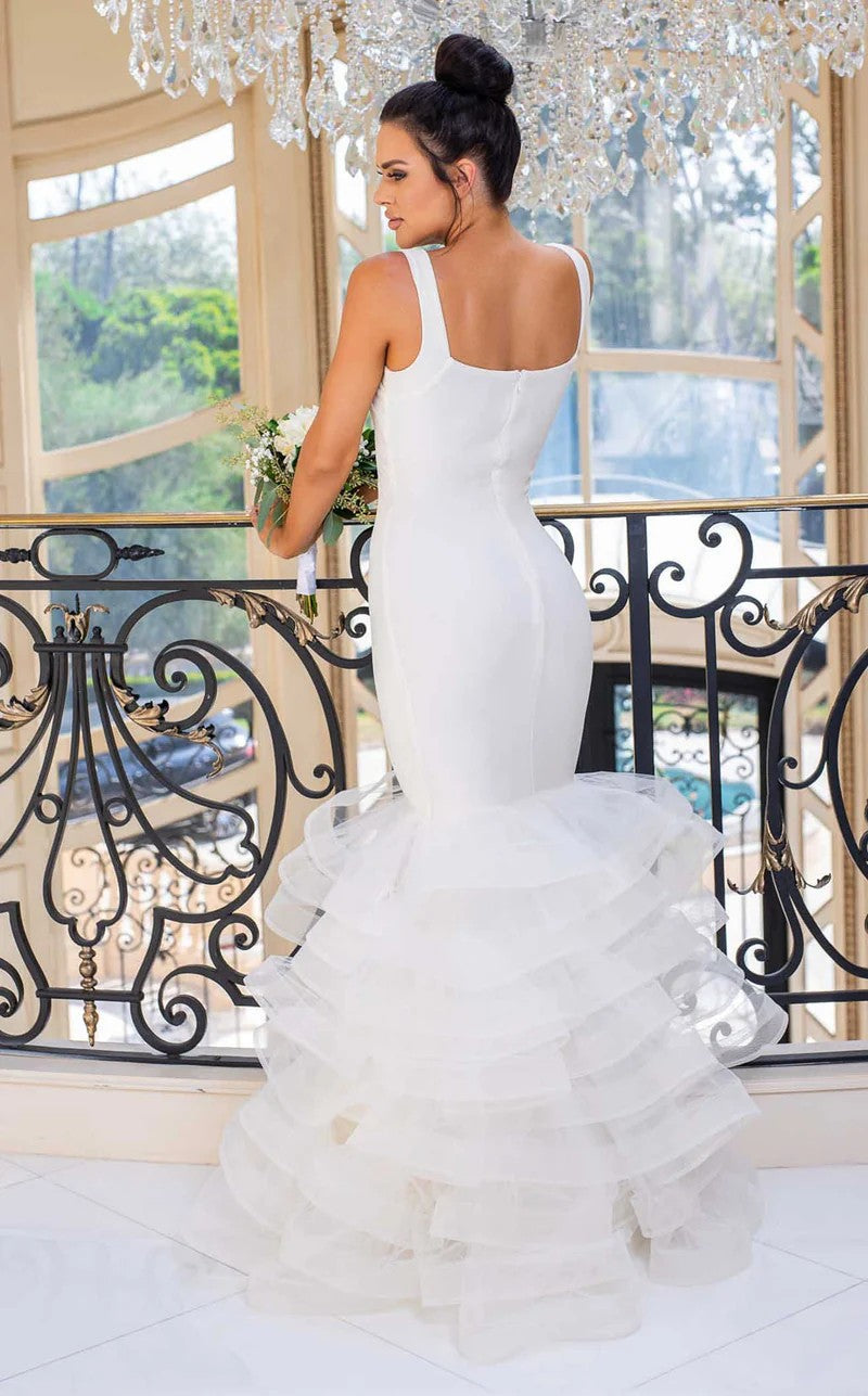 Wedding Dresses Long Mermaid Wedding Ruffle Dress White