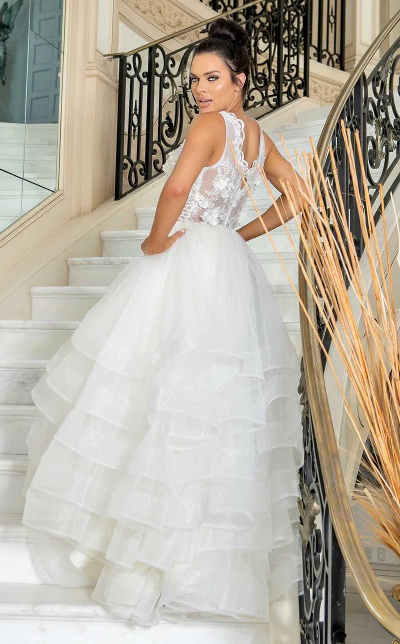 Wedding Dresses Long Bridal Ball Gown 3D Lace Wedding Dress White