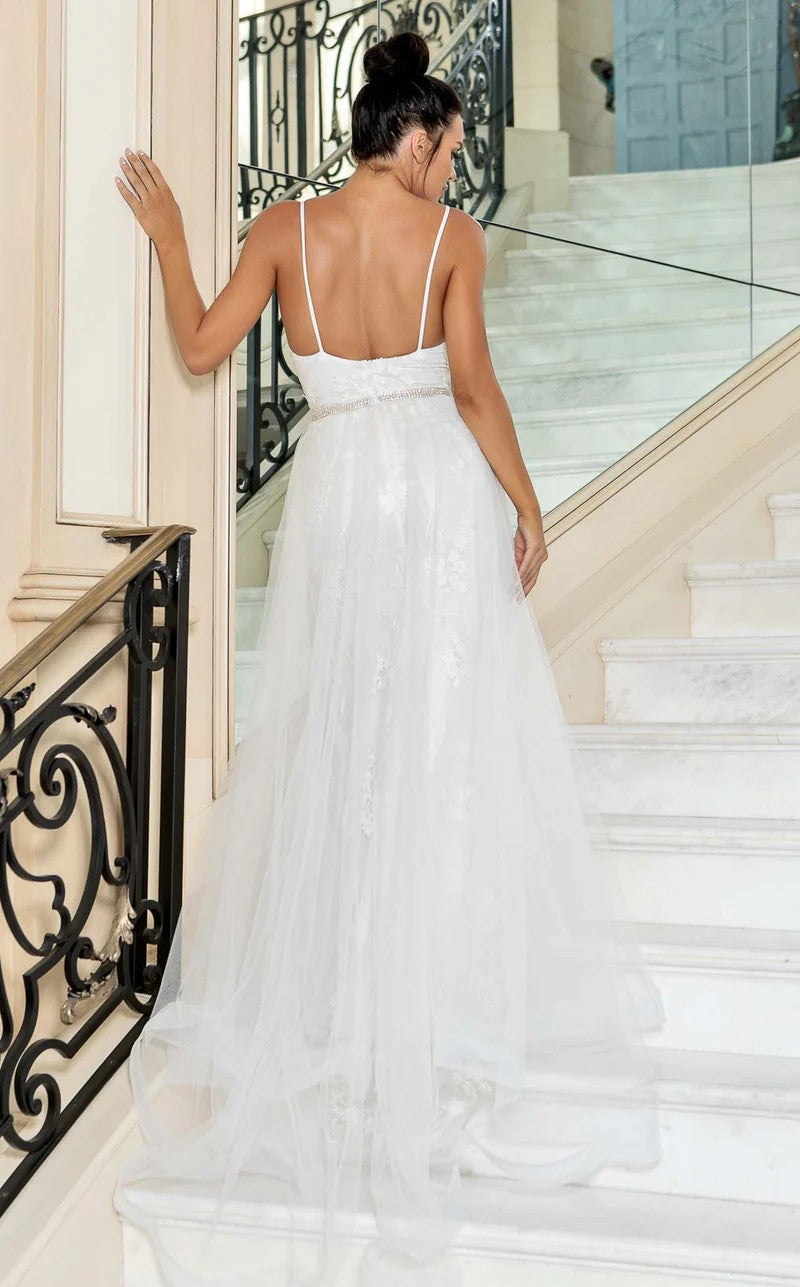 Wedding Dresses Long Bridal Gown 3D Lace Overskirt Wedding Dress White