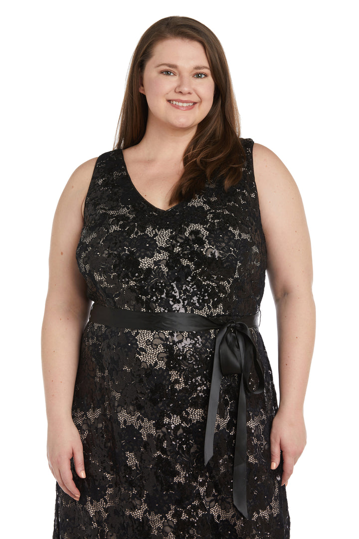 Plus Size Dresses Long Plus Size Formal Evening Midi Dress Black/Nude