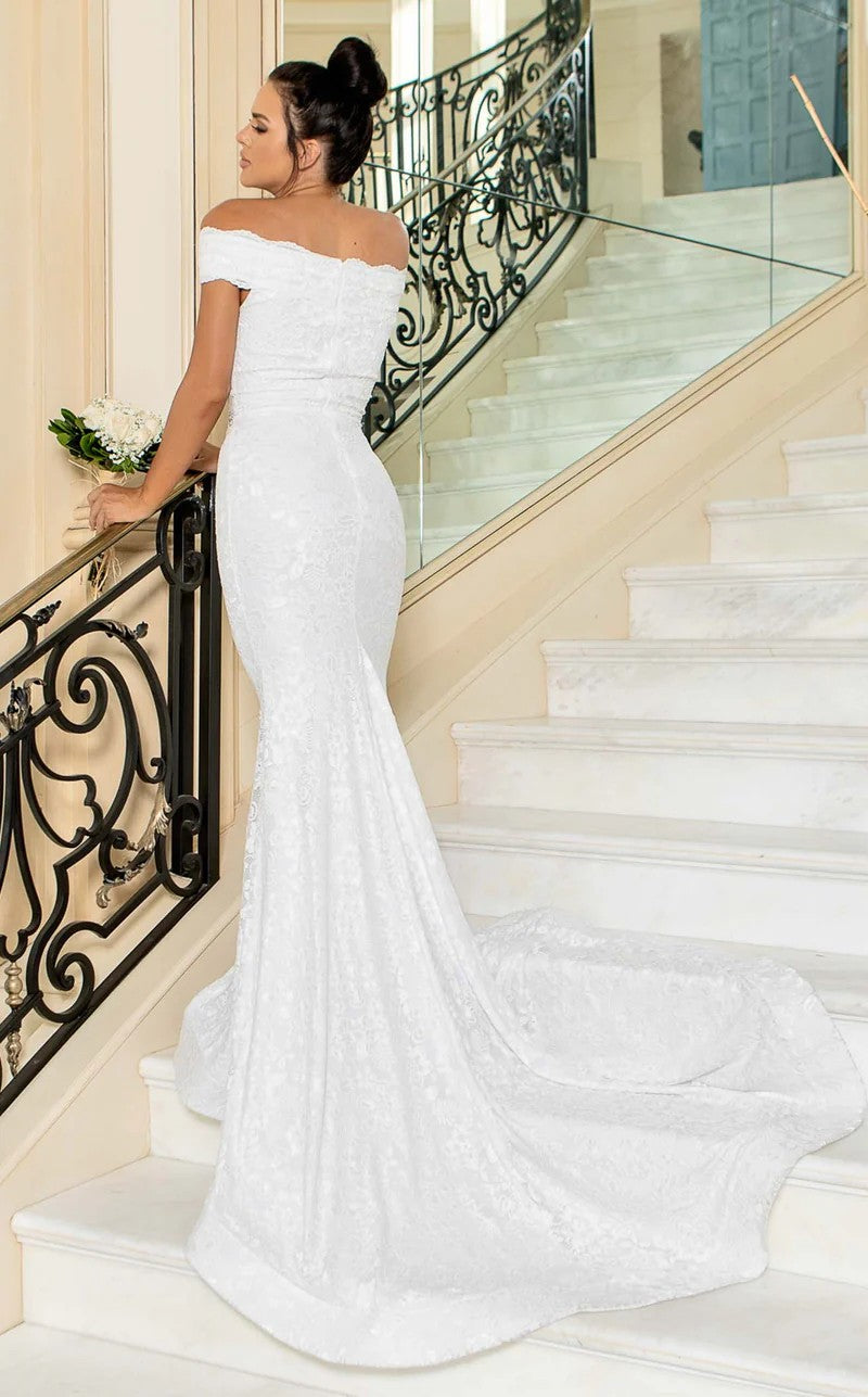Wedding Dresses Long Bridal Mermaid Beadd Lace Wedding Dress White