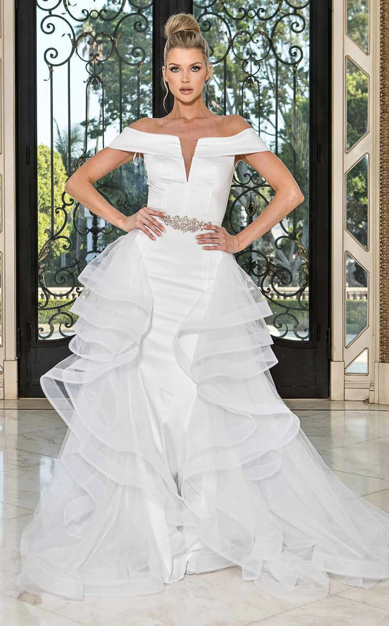 Wedding Dresses Simple Long Bridal Beaded Wedding Dress White