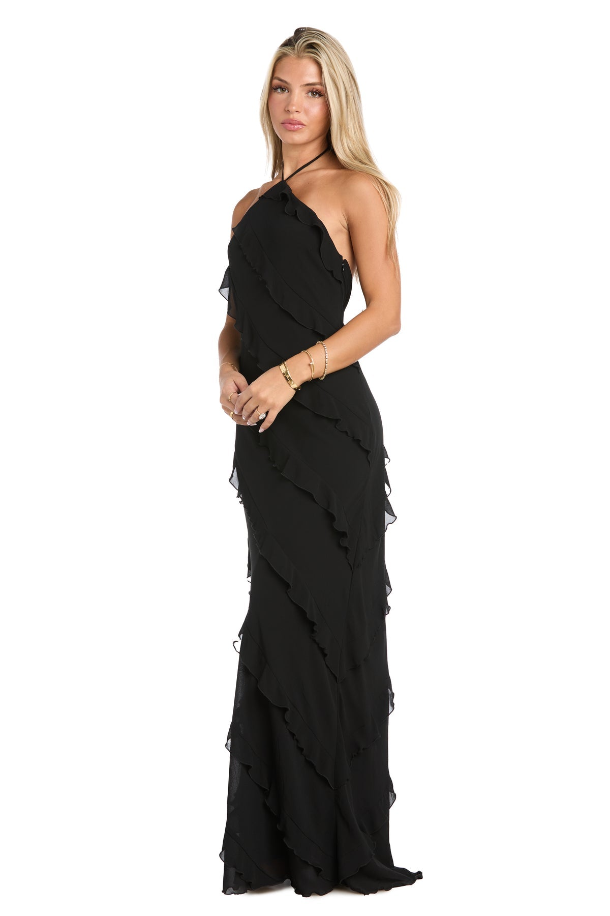 Prom Dresses Long Formal Ruffle Prom Dress Black