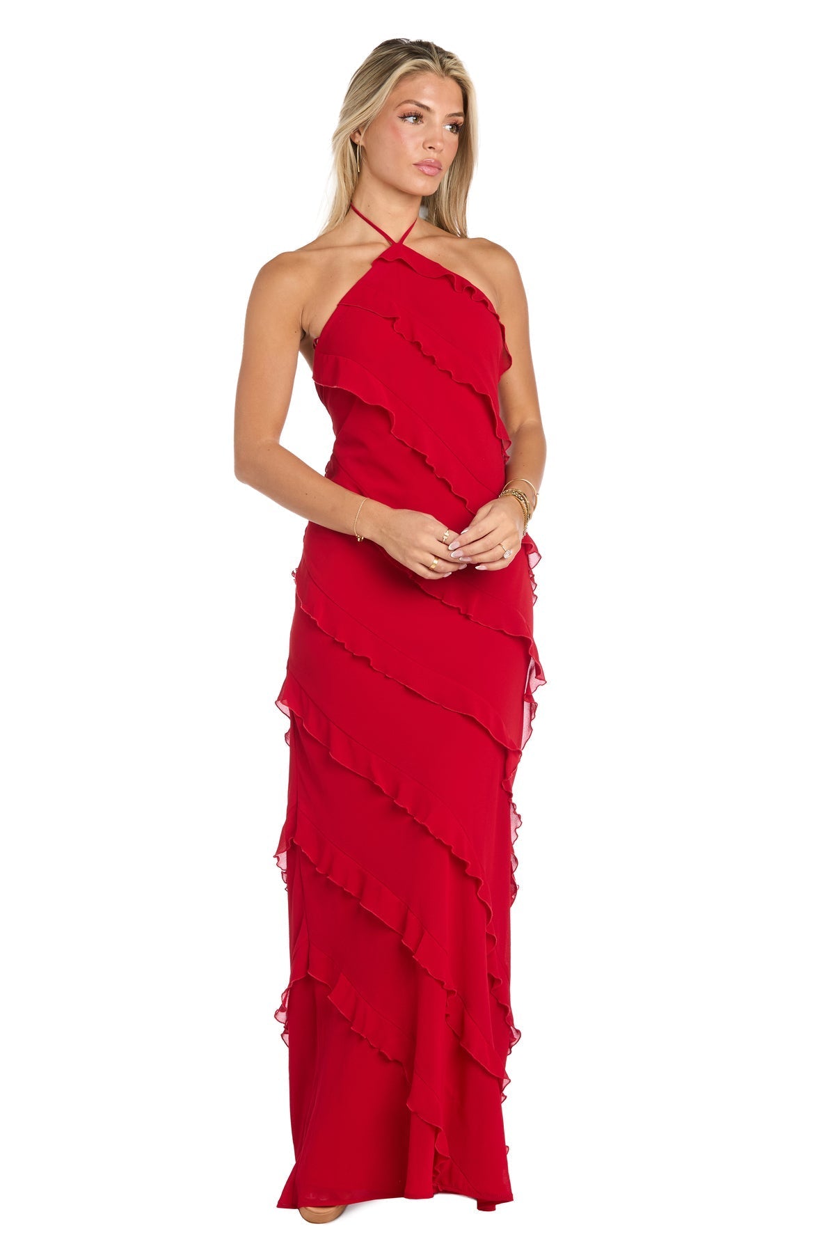 Prom Dresses Long Formal Ruffle Prom Dress Red