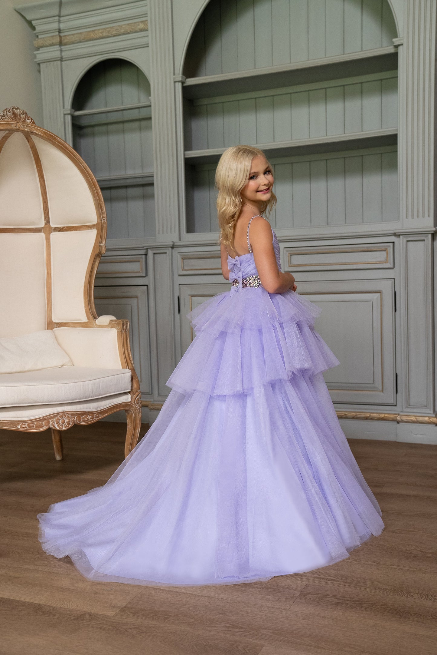 Flower Girl Dresses Layered Long Ball Gown Flower Girl Dress Lilac