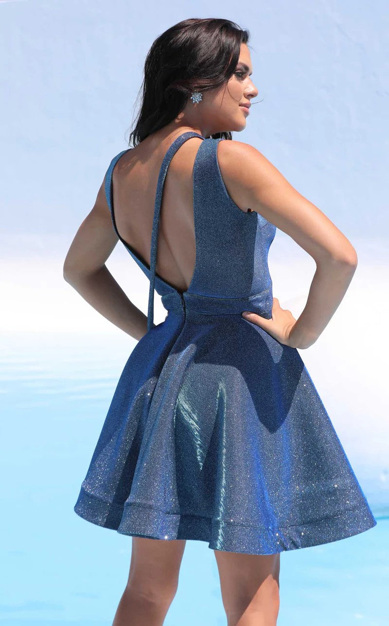 Cocktail Dresses A Line Short Homecoming Cocktail Dress Blue/Silver