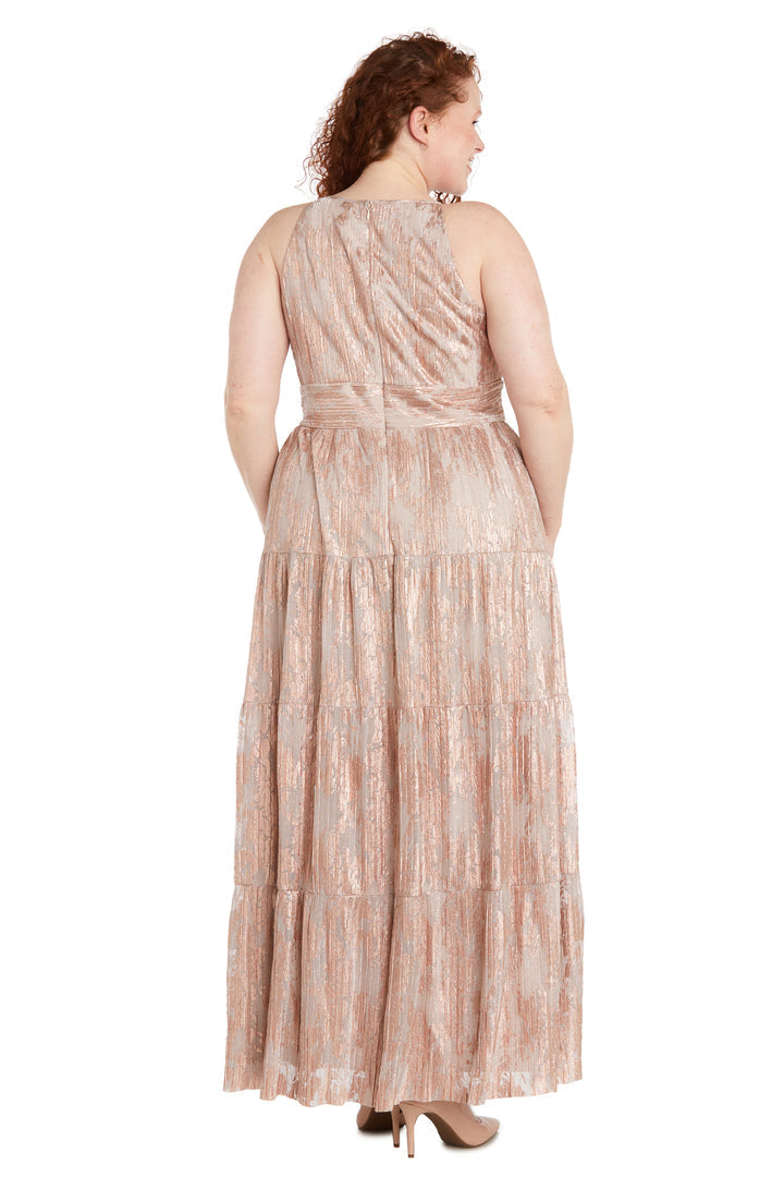 Plus Size Dresses Halter Foil Printed Plus Size Formal Evening Dress Rose/Gold