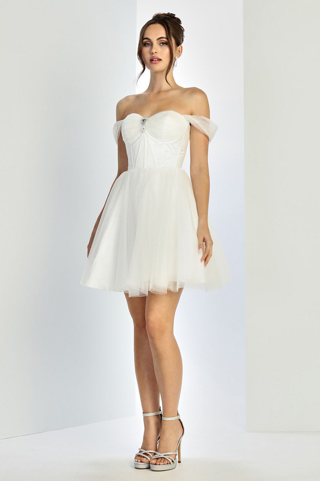 Cocktail Dresses Short Bridal Gown A Line Glitter Wedding Dress Off White
