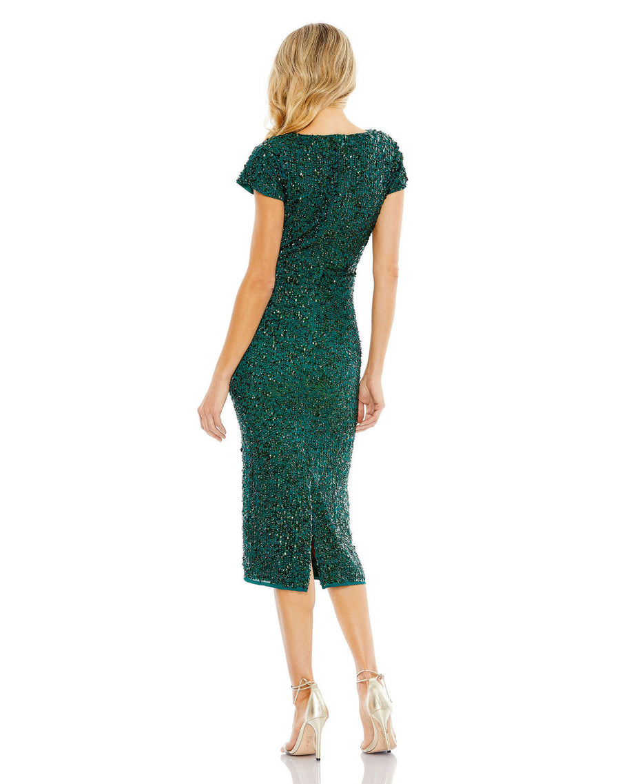 Cocktail Dresses Cocktail Sequin Short Midi Dress Deep Emerald