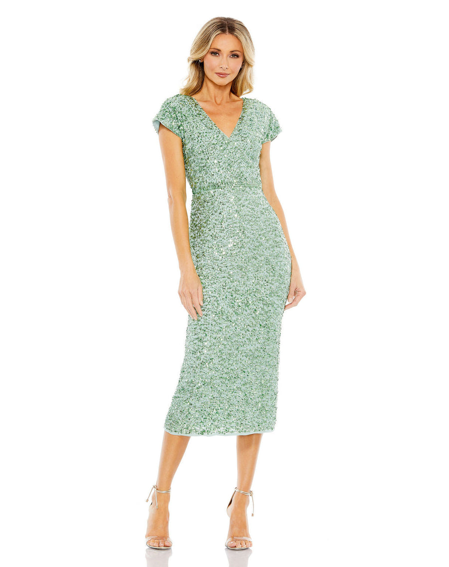 Cocktail Dresses Cocktail Sequin Short Midi Dress Sage