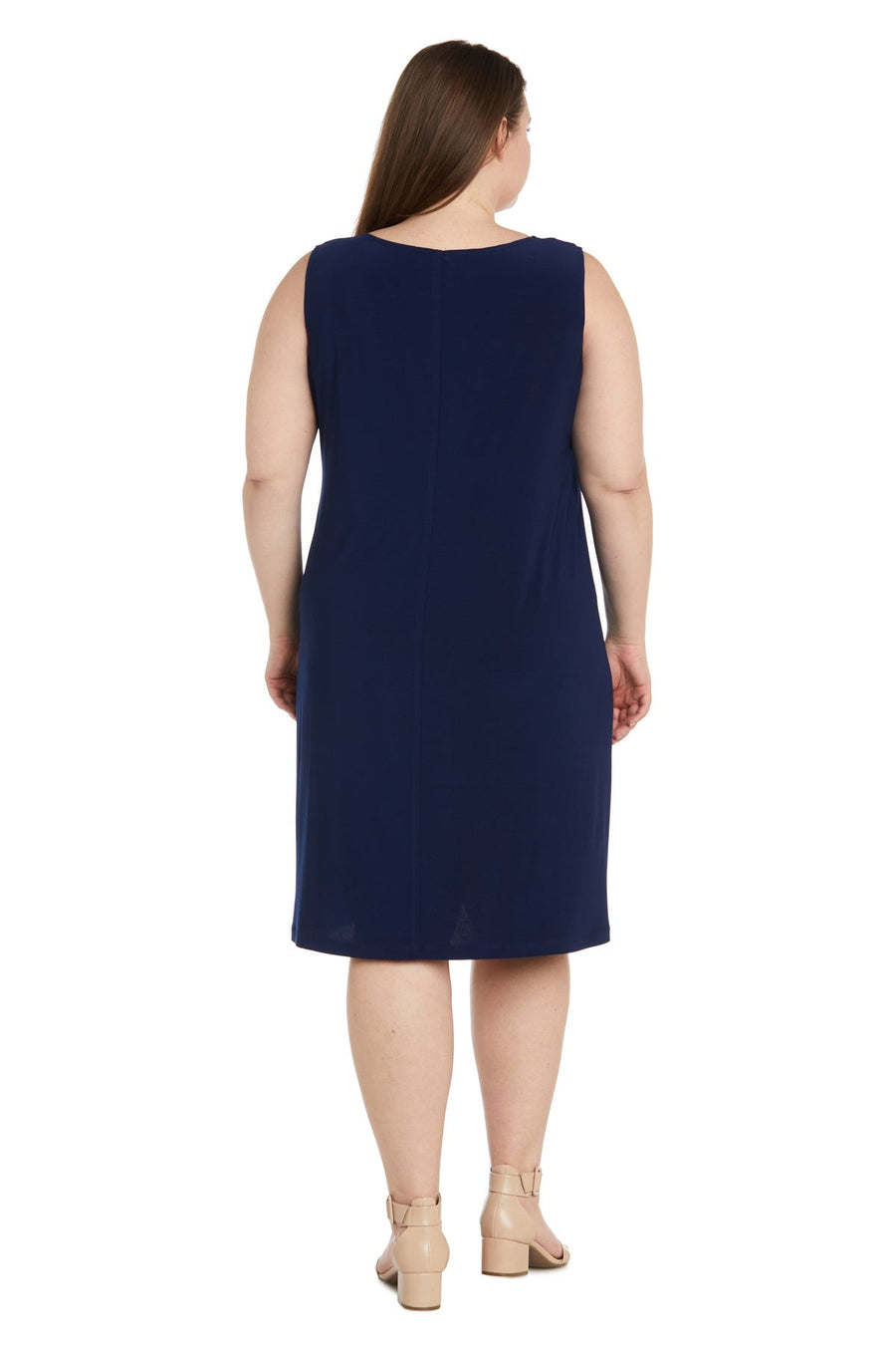 Plus Size Dresses Short Printed Plus Size Jacket Dress Navy/Denim