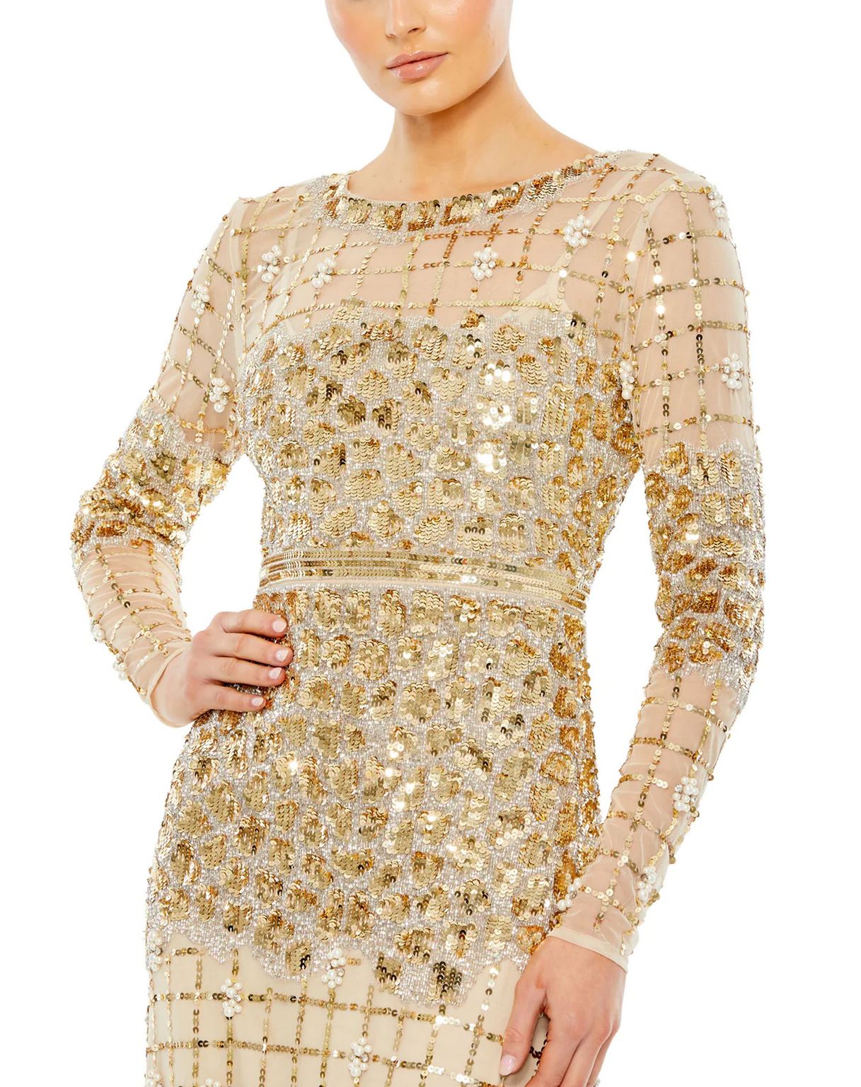 Formal Dresses Long Sleeve Formal Evening Dress Gold