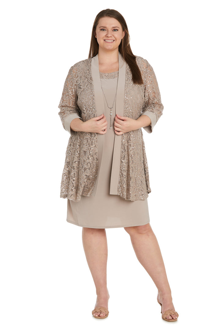Plus Size Dresses Short Mother of the Bride Plus Size Sequin Jacket Dress Champagne