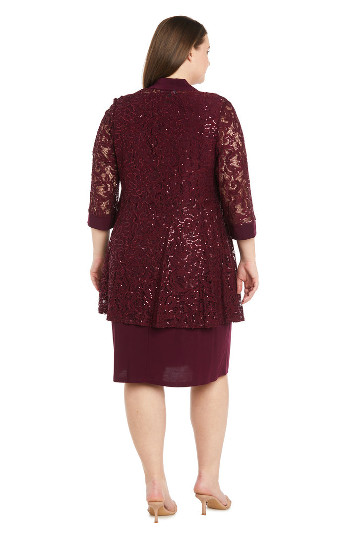 Plus Size Dresses Short Mother of the Bride Plus Size Sequin Jacket Dress Merlot