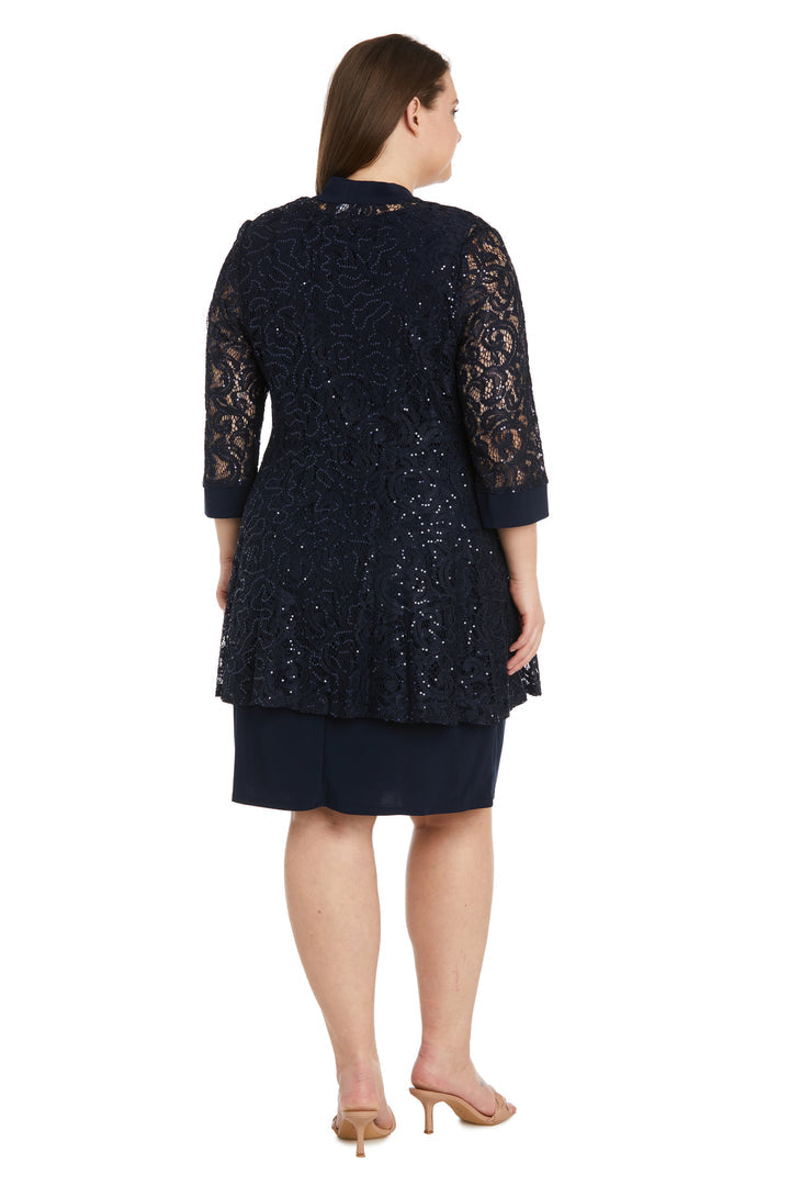 Plus Size Dresses Short Mother of the Bride Plus Size Sequin Jacket Dress Navy