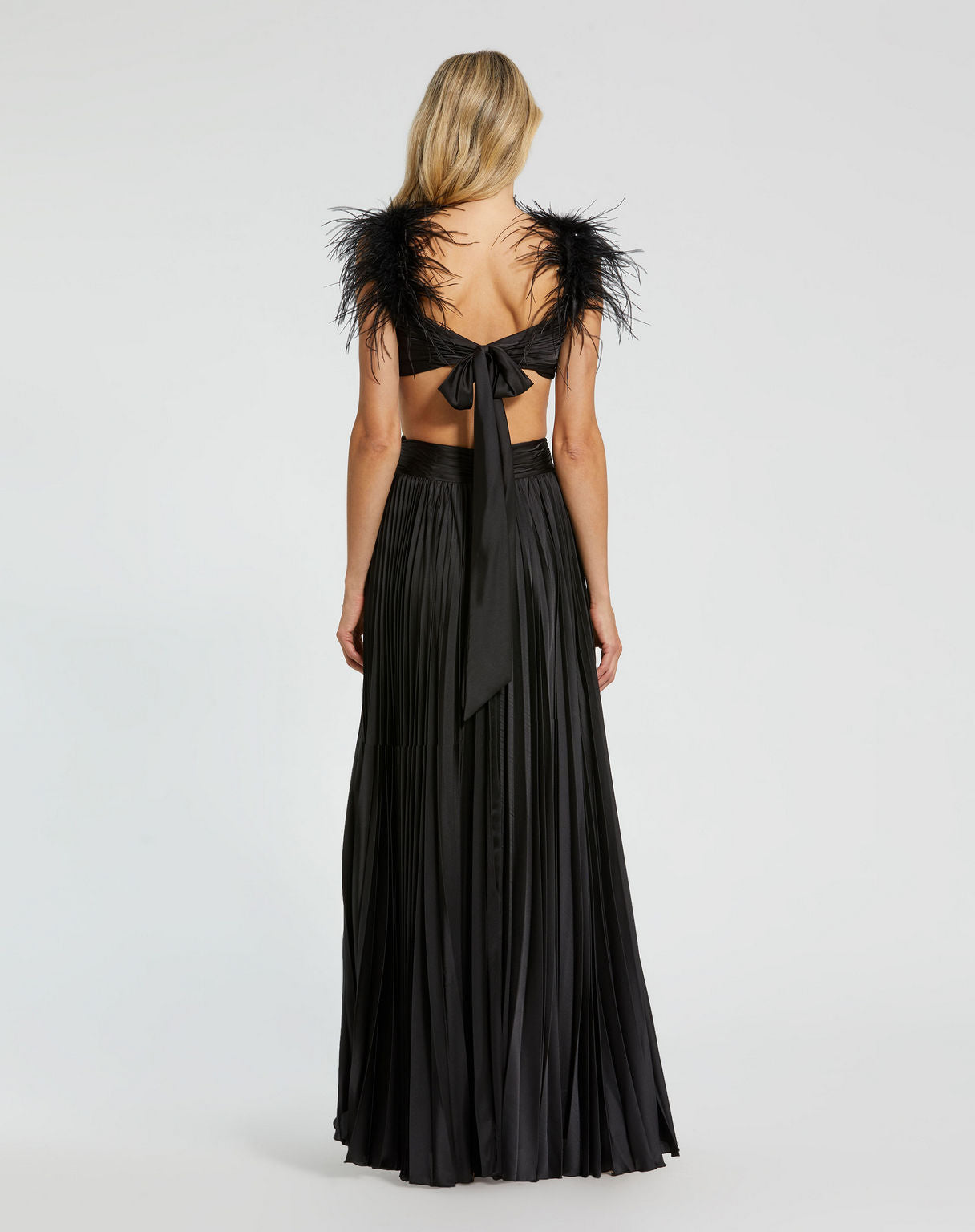 Prom Dresses Long Pleated Feather Cut Out Formal Prom Dress Black