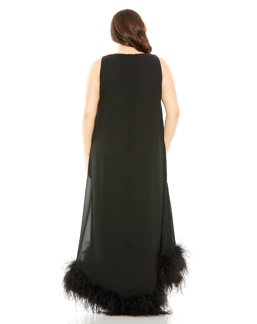 Plus Size Dresses High Low Feather Plus Size Dress Black