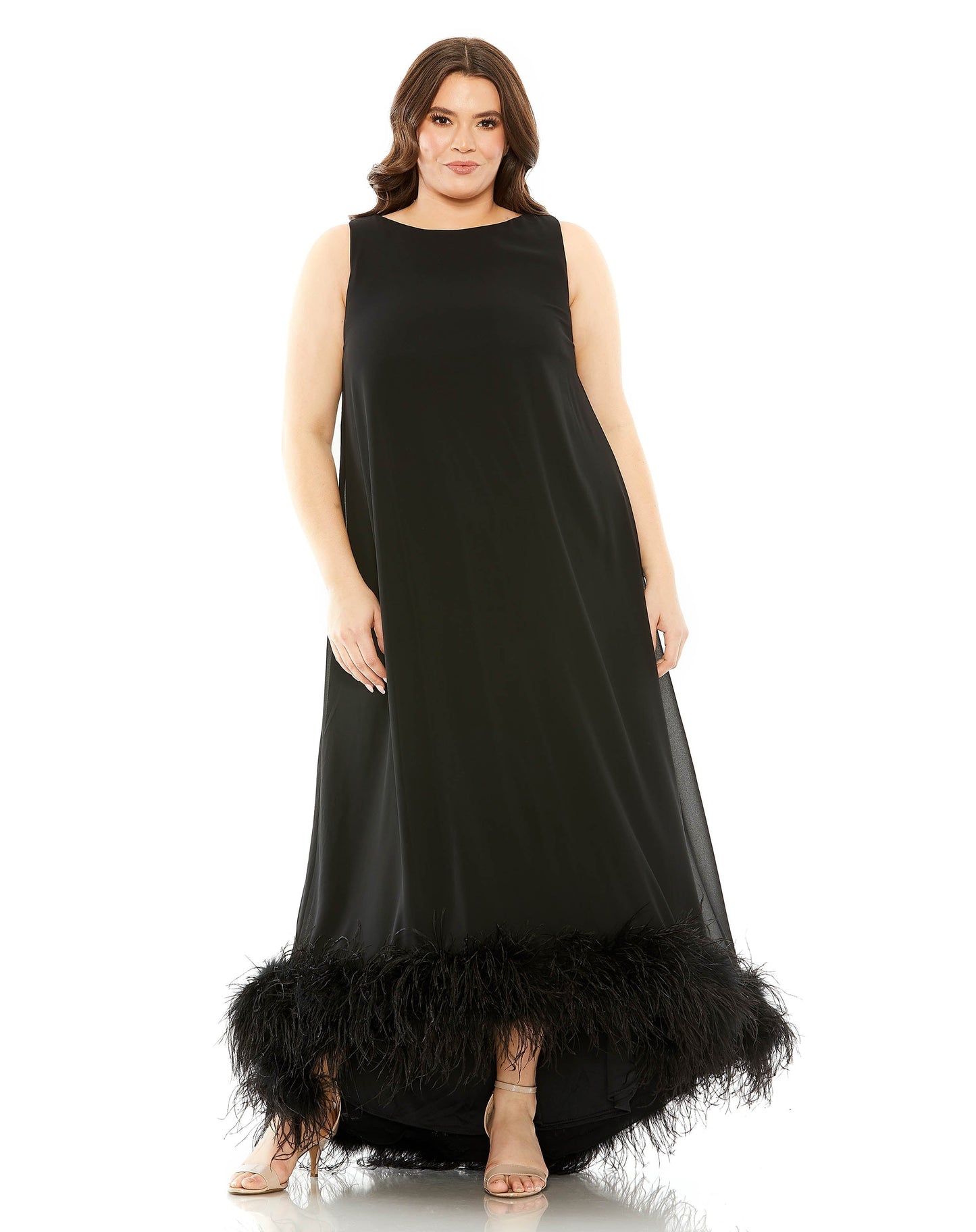 Plus Size Dresses High Low Feather Plus Size Dress Black