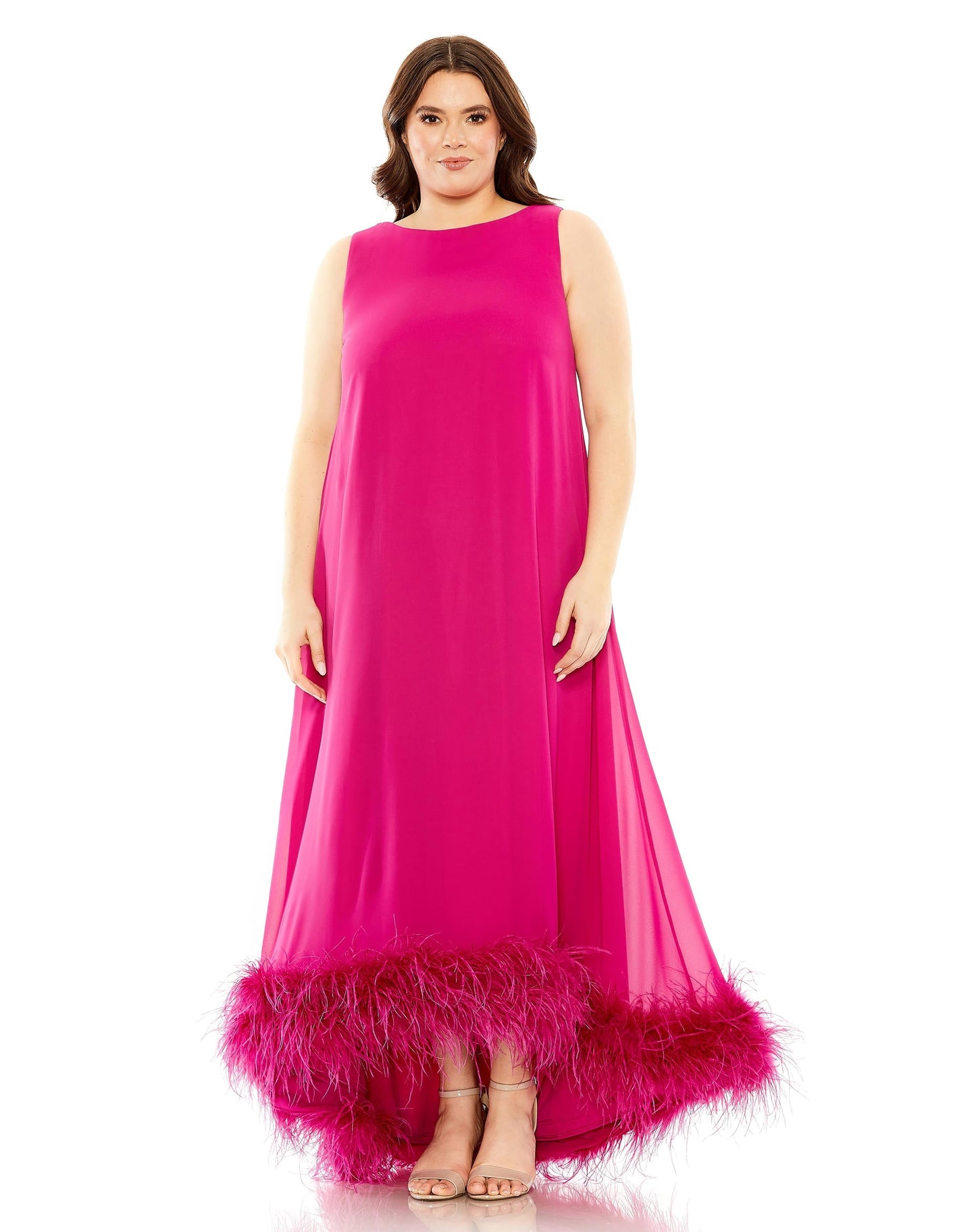 Plus Size Dresses High Low Feather Plus Size Dress Fuchsia