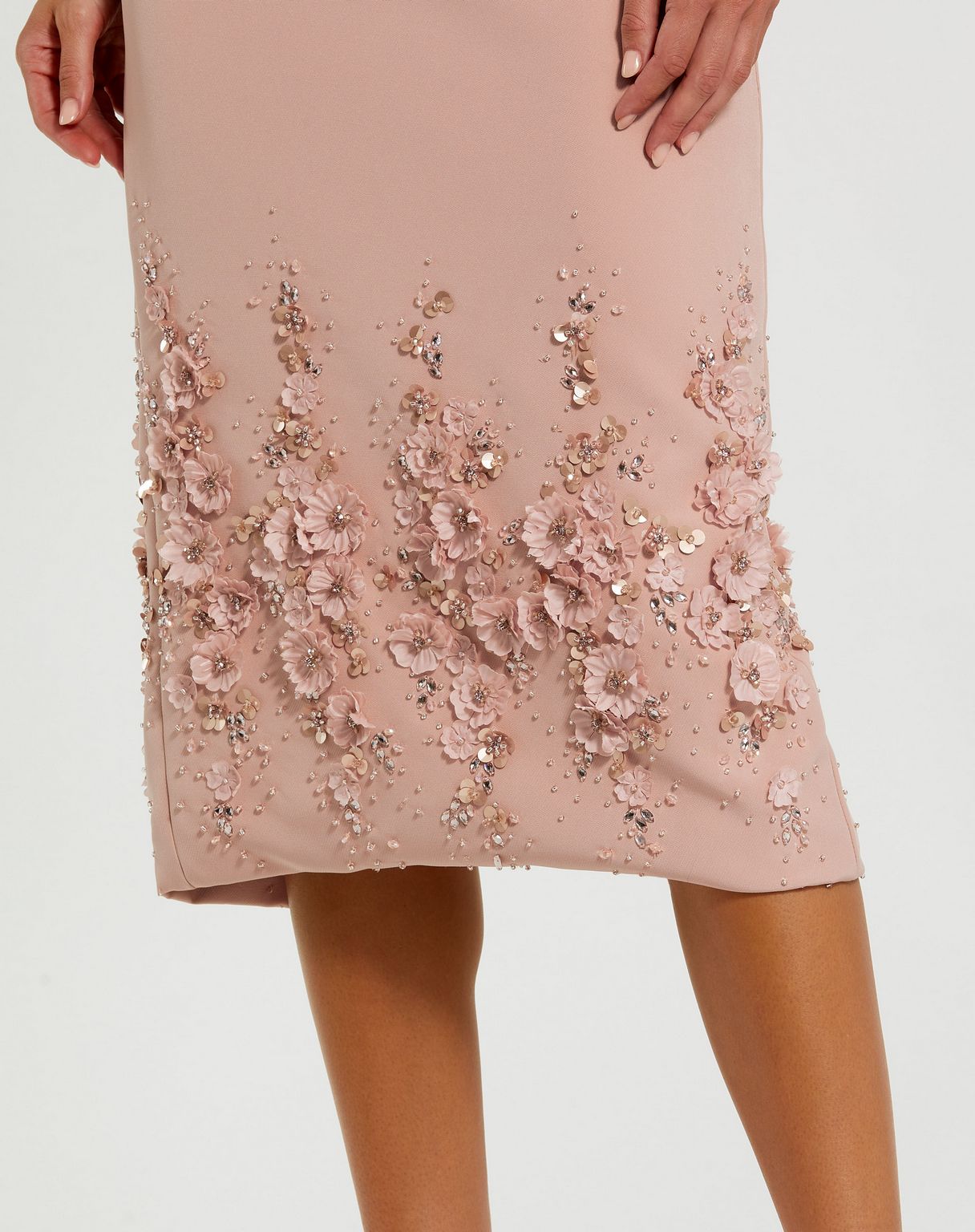 Formal Dresses Beaded Tea Length Floral Formal Dress Vintage Lilac