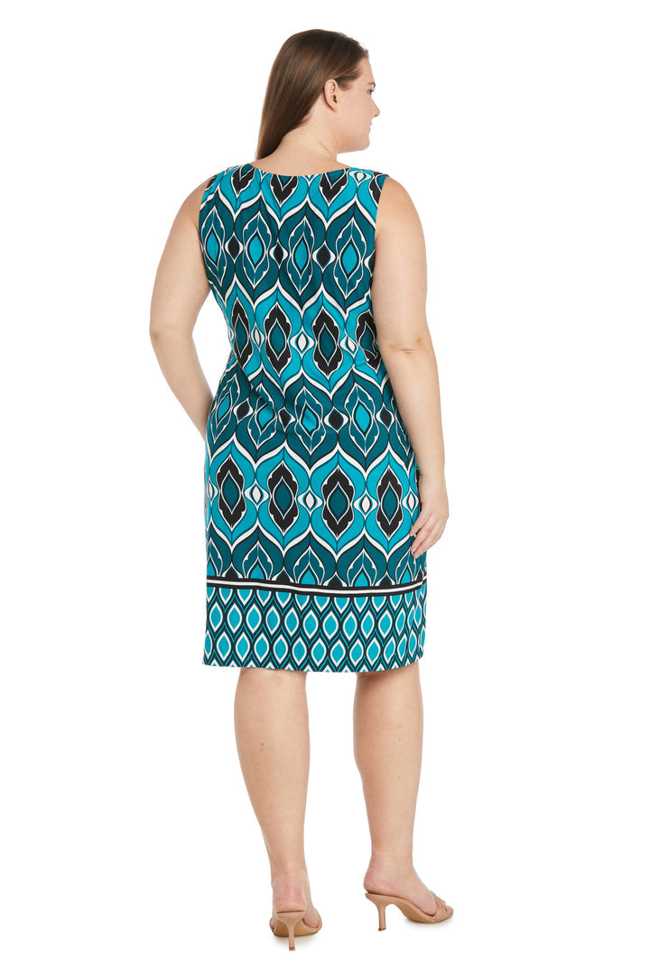 Plus Size Dresses Mother of the Bride Plus Size Fly Away Jacket Printed Dress Teal/Navy