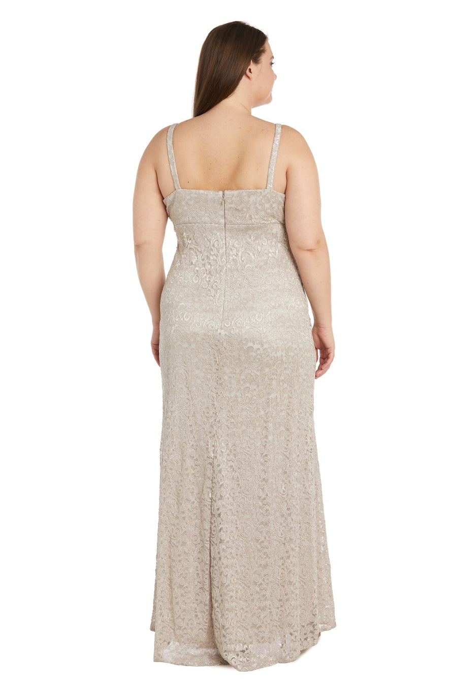 Plus Size Dresses Long Slit Lace Plus Size Dress Champagne